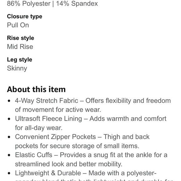 ⭐️ Firm Price ⭐️ Eddie Bauer size 6 Fleece lined pants NWOT - Picture 6 of 6